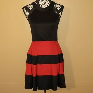 Like New Ladies Midnight Doll Black & Red Fit & Flare Midlength Party Dress Sz 5